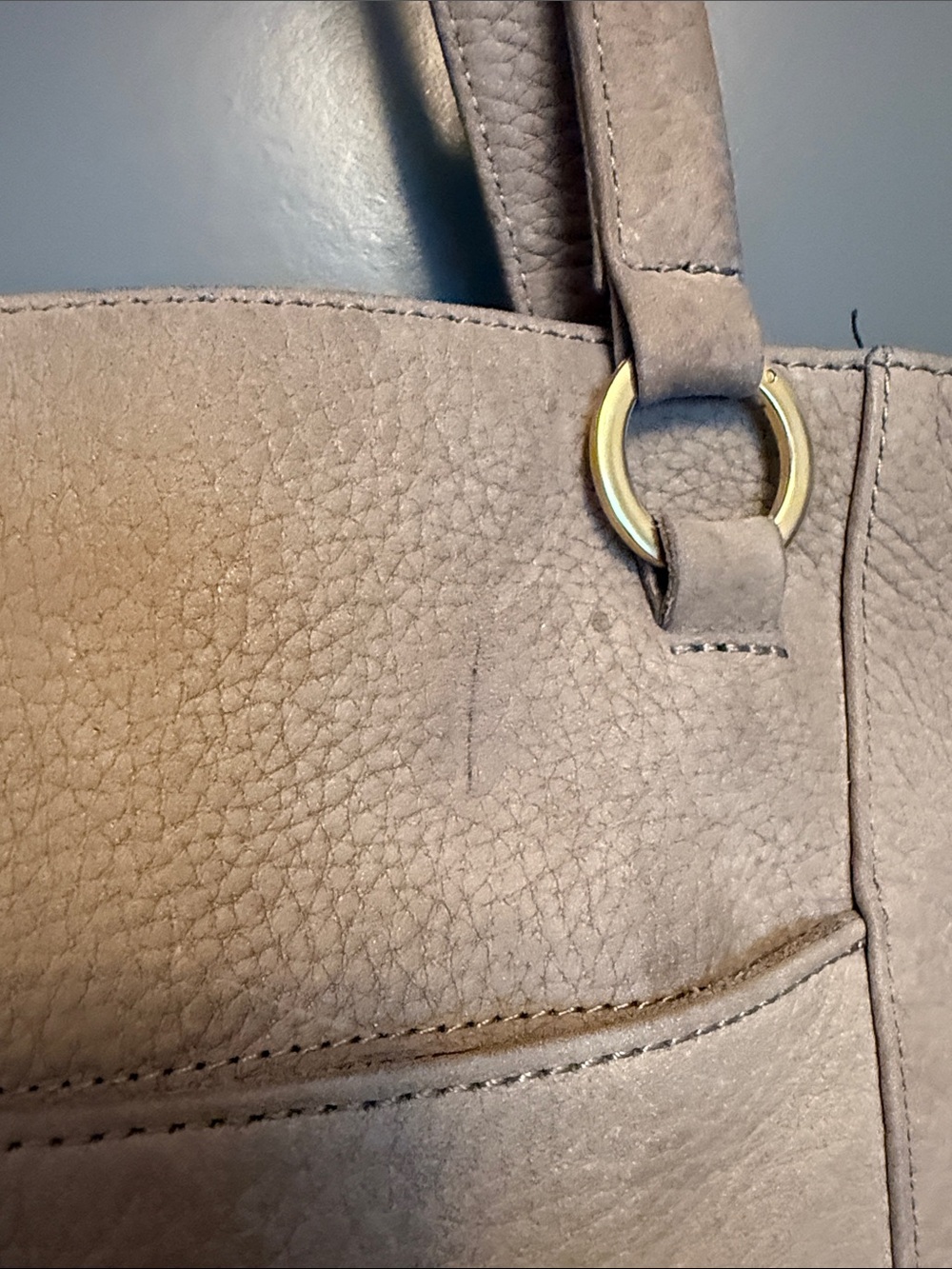 Hammitt Andersen Leather Tote Grey Natural with Gold Hardware - Picture 6 of 9